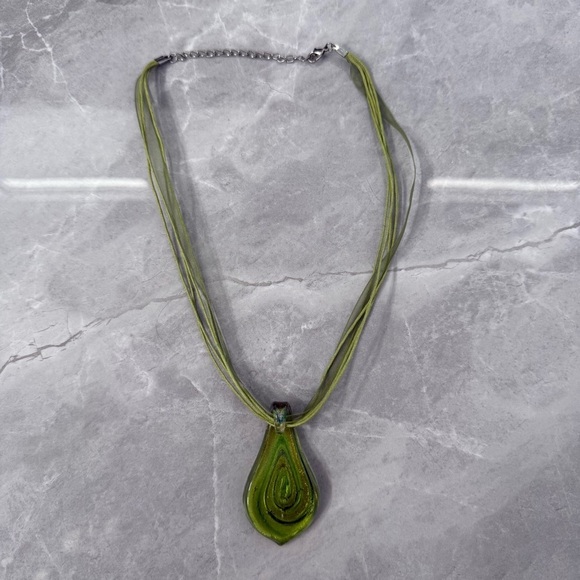 Blown Glass Pendant Teardrop Unique Necklace With Lobster Clasp Closure - Picture 8 of 10